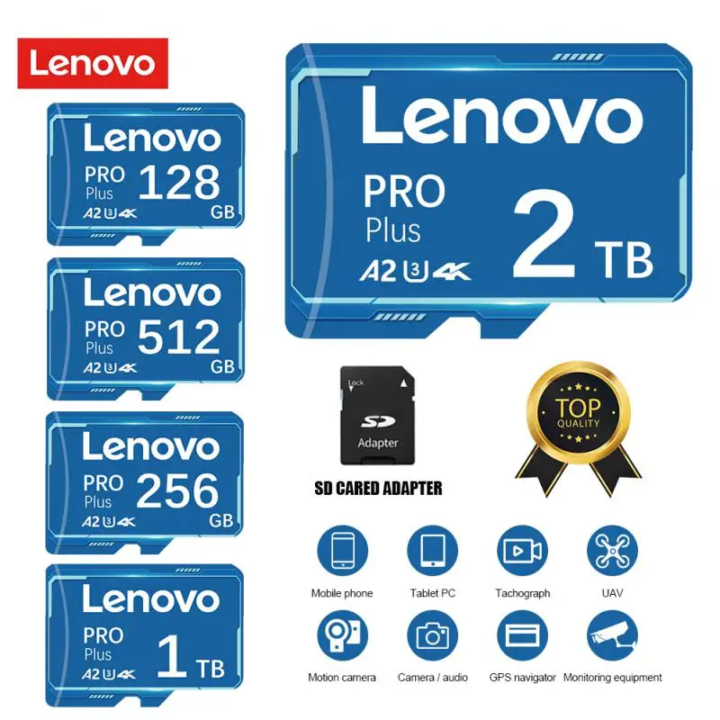 Originale Lenovo Micro Card 2Tb Micro Tf Card Ad Alta Velocità 1Tb Tf Sd Memory Card Flash Card Per Fotocamera Di Protezione Di Sicurezza Del Telefono