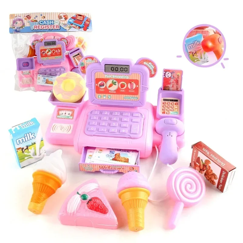 Cash Register Toys Set Simulation Supermarket Lighting Sound Effects Calculation Checkout Early Education