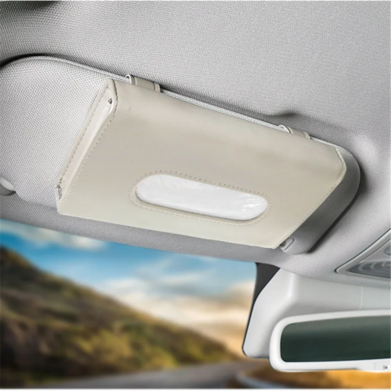 Tissue Box Soft Leather Car Sun Visor Type