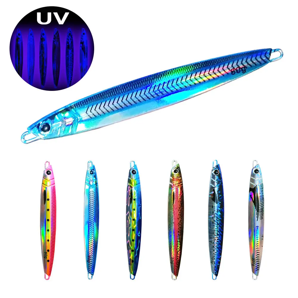 

AS UV Jig 3D Print Slow Falling JIg Lure Fishing Angler 60g80g120g150g200g250g Metal Hard Bait Sinking Jigging Pesca Bait