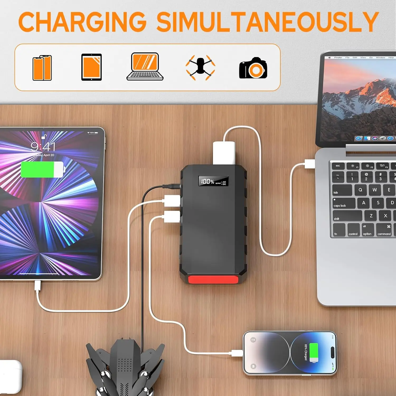 Portable Power Station Camping Solar Generator Solar Panel Not Included Lithium Battery Power  DC USB  for Home Camping 4