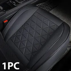Premium PU Leather Car Seat Cover - Universal Front Seat Protector Cushion & Mat (Black 1pc)