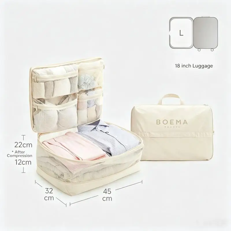 Travel Packing Cubes Set - Portable Multi-Compartment Luggage Organizer and Clothes Storage Solution