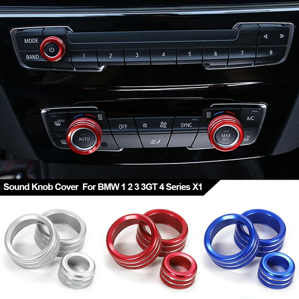

Air Condition Knob Audio Volume Control Button Circle Decoration Trim Ring Cover For BMW 1 2 3 3GT 4 Series X1(With AUTO Button)