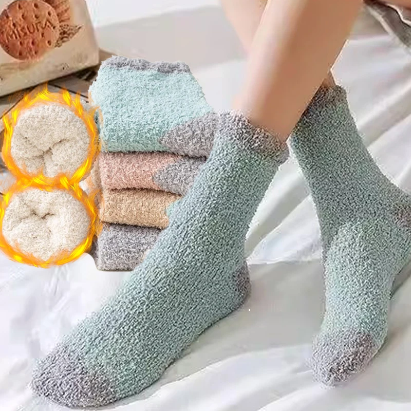 

Коралловые бархатные мягкие удобные Пушистые Носки для беременных утепленные плюшевые зимние теплые новые хлопковые чулки средней длины для сна
