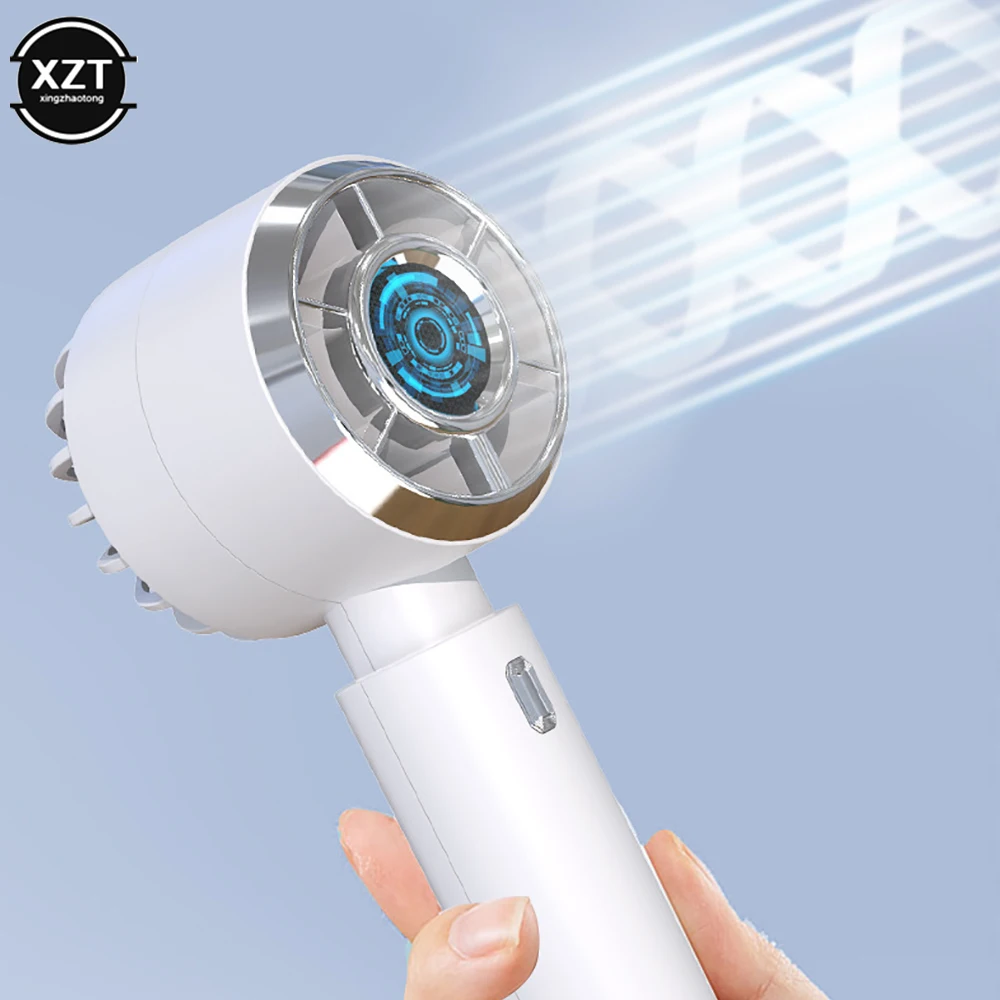 New USB Rechargeable Mini Handheld Turbine Fan Home Office Mute Multi-function Desktop Fan Students Outdoors Portable Pocket