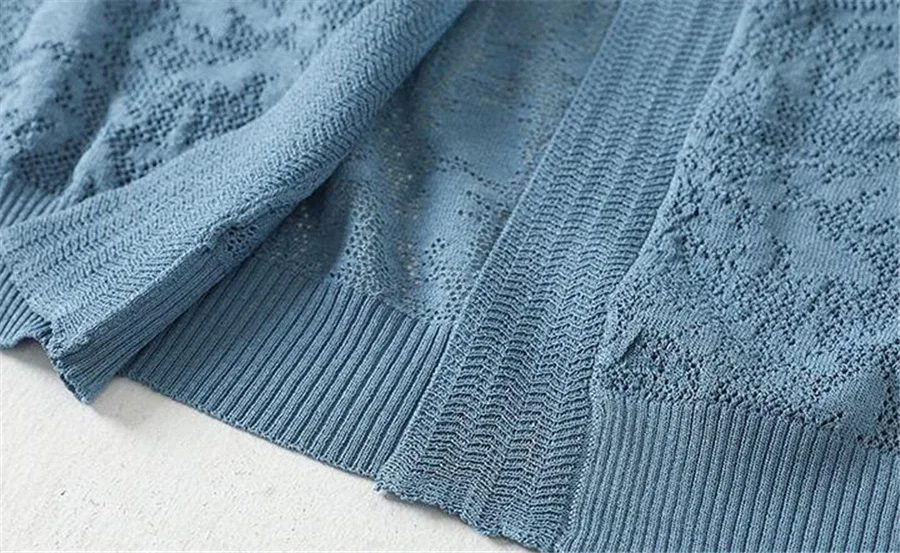 Summer Oversized Knit Cardigan Jackets Half Sleeve Lace Knitwears Coats Korean Elegant Trendy Hollow Out Sunscreen Tops