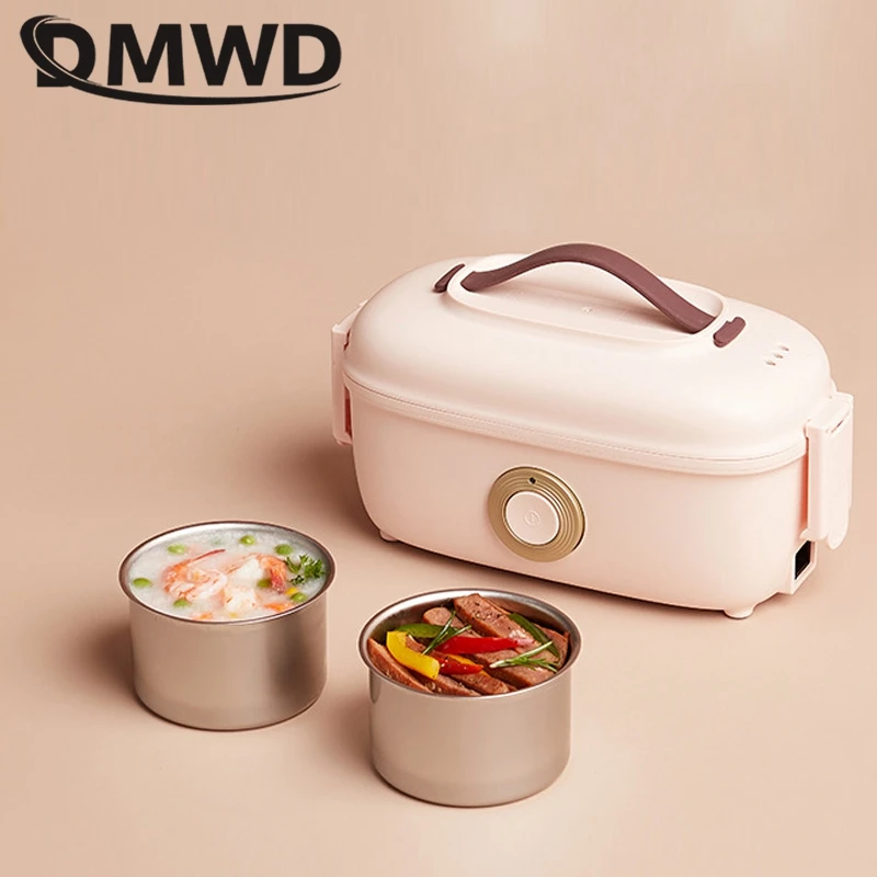 Portable Lunch Box Fast Heating Food Steamer Egg Boiler Electric Rice cooker Insulation 2 layer stainless steel Food Container 5