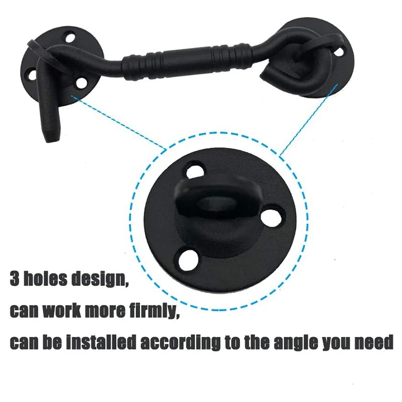 Barn Door Lock, 4 Inch Stainless Steel Door Hook & Eye Latch with Mounting Screws, Lock Latch for Sliding