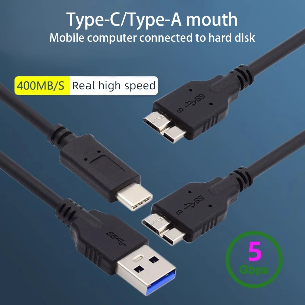 15cm Micro USB 3.0 Hard Drive Data Adapter USB Type-A & Type-C Male To  Micro-B Male Charging Short Cable for Western Digital WD