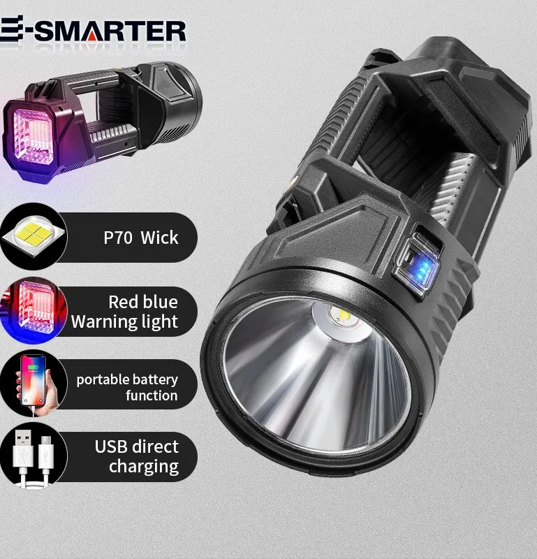 Portable Searchlight Large Capacity Lithium Battery Rechargeable Lamp With Power Bank Function Flashlight led flashlight