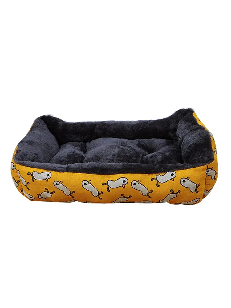 Pet Bed Dog Cat Square Plush Kennel Cattery Sofa Basket Ultra Soft Washable House Supplies Puppy Kitten Accessories