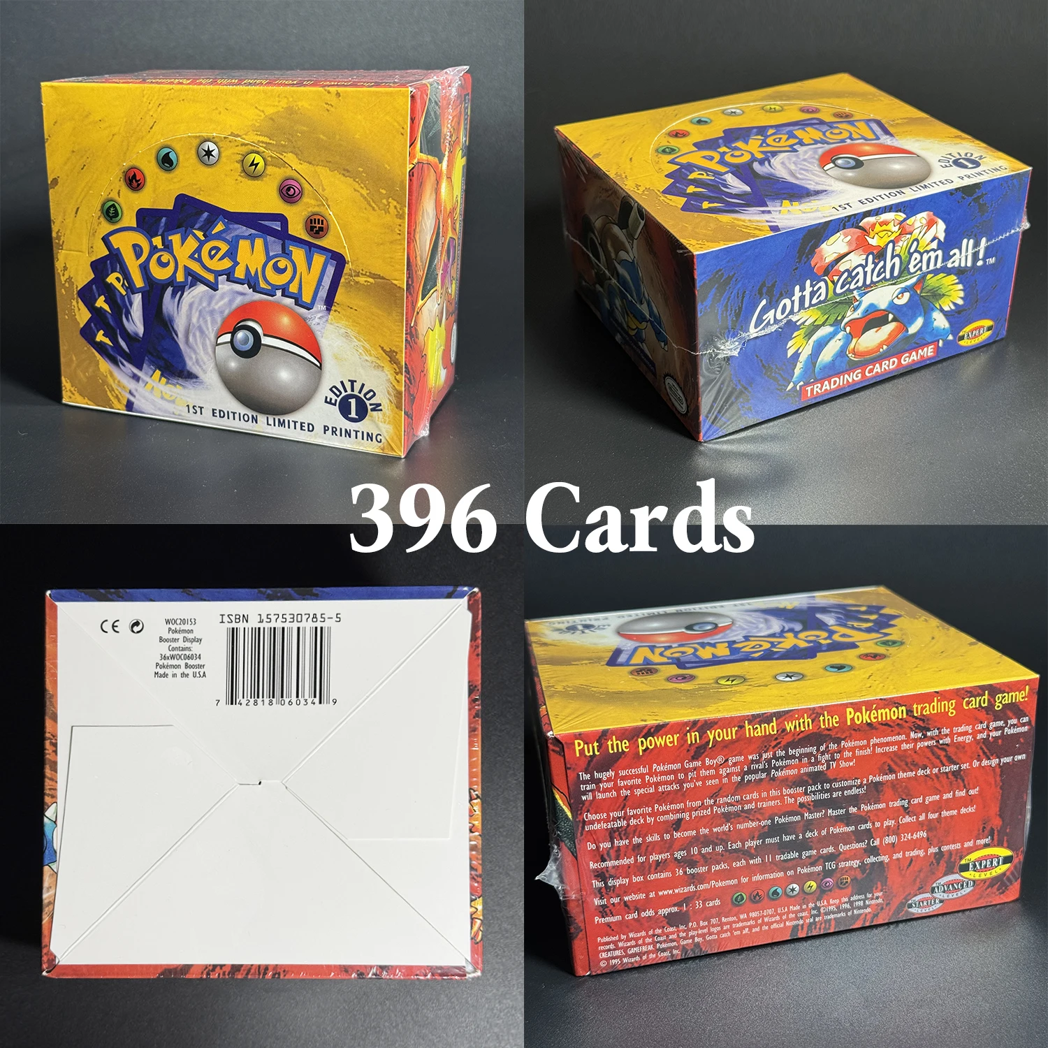 PKM 1st Edition Base Set Booster Box Shadowless Rare 1999