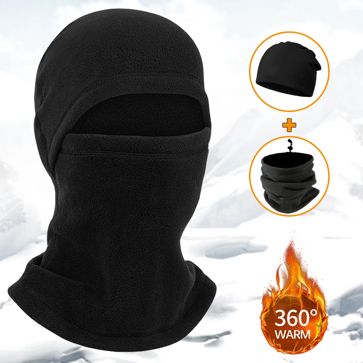 Balaclava Mask, Winter Hat Winter Windproof Balaclava Motorcycle Mask Fleece Thermal Full Face Mask for Men Women Sports Dustproof Windproof Scarf Headgear