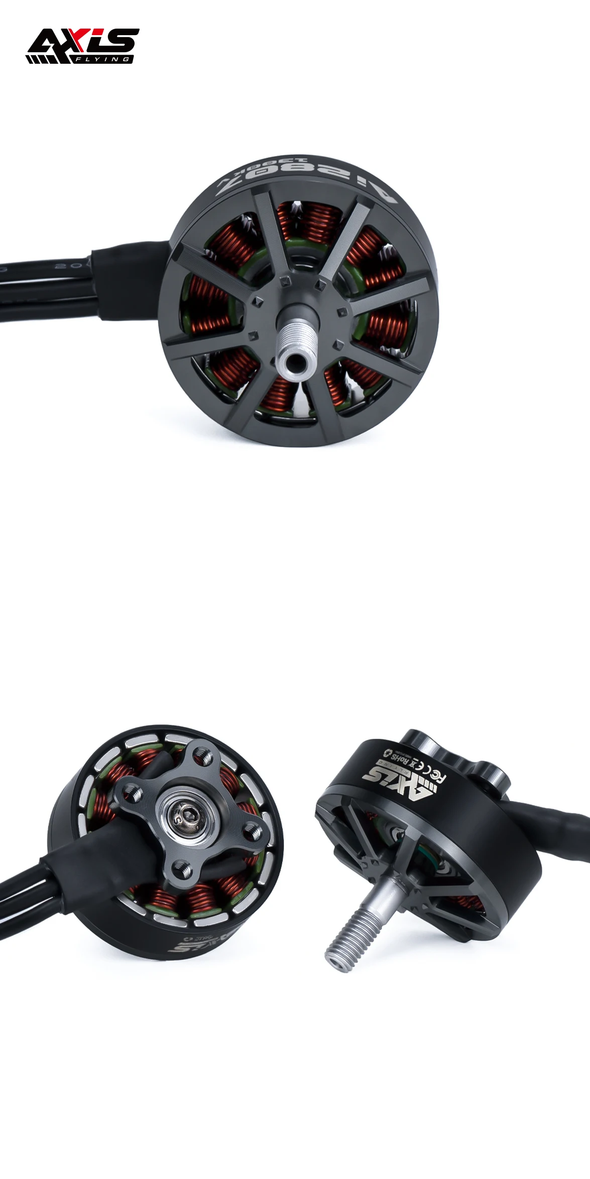 Axisflying Ai2807 1300KV 4–6S Brushless Motor, A high-performance motor with precise throttle control, high thrust, and stable temperature, suitable for pilots seeking accuracy and endurance.