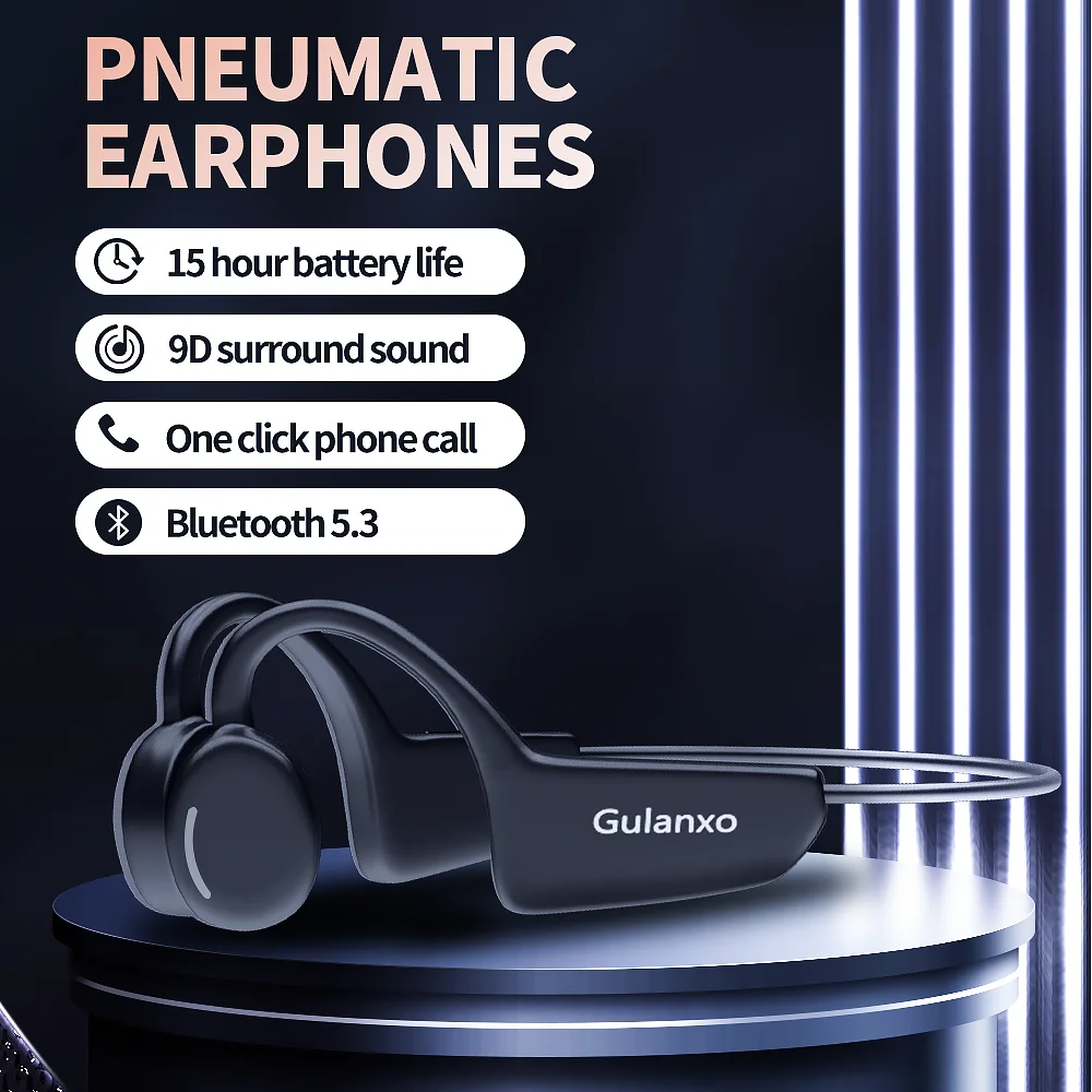 

Gulanxo Bone Conduction Bluetooth Earphone Wireless Sports Headset With Mic Ear Hook TWS Bass Hifi Stereo Headphone