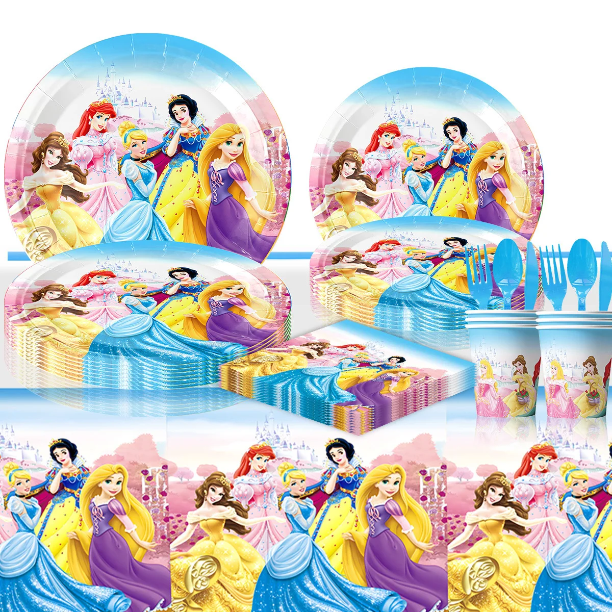 

Disney Princess Tangled Rapunzel Snow White Birthday Party Decoration Disposable Tableware Cup Plate Tablecloth Baby Shower