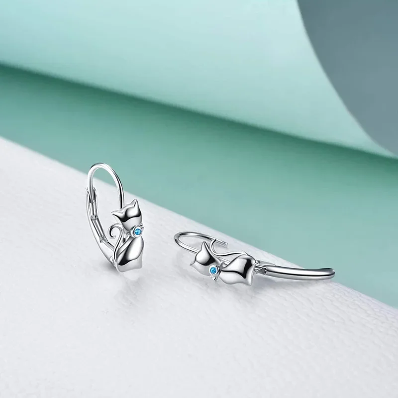Trumium Autentici Orecchini A Cerchio Con Gatto A Coda Lunga In Argento Sterling 925 Orecchini Da Sposa Con Zirconi Colorati Per Gioielli Di Moda Da Donna - Foto 10