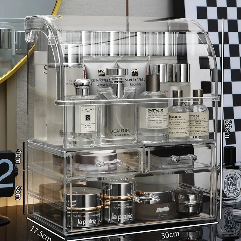 Cosmetics storage box, high-end skincare products, dust-proof household items, desktop shelf, acrylic transparent tape cover 2