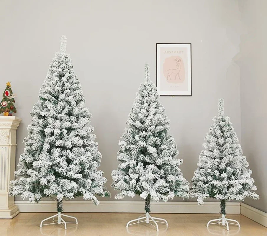 60CM-240CM White Cedar Flocking Snowy Christmas Tree Home Decor Christmas Ornaments Outdoor Indoor Fake Xmas Tree New Year 2024