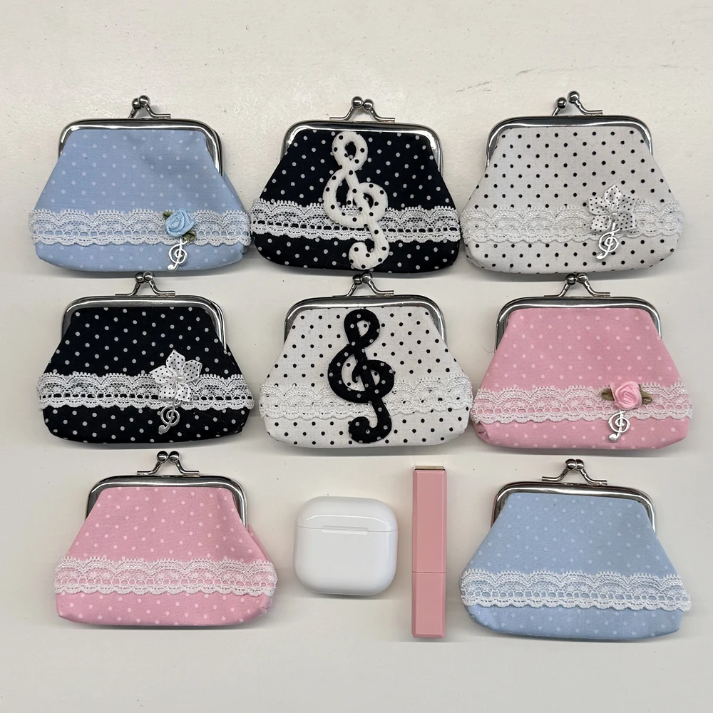 Charming Vintage-Inspired Y2K Lace Coin Purse with Rose Details and Hanging Pendant