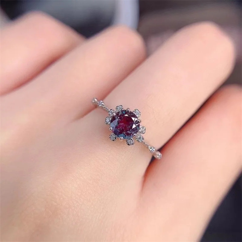 

6MM Alexandrite Engagement Ring for Women Wedding Band Luxury Engagement Rings for Women 925 Silver Ring