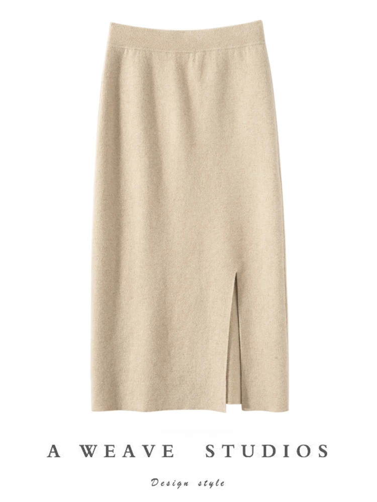 Women's Pure Cashmere Long Skirt - Full Length View