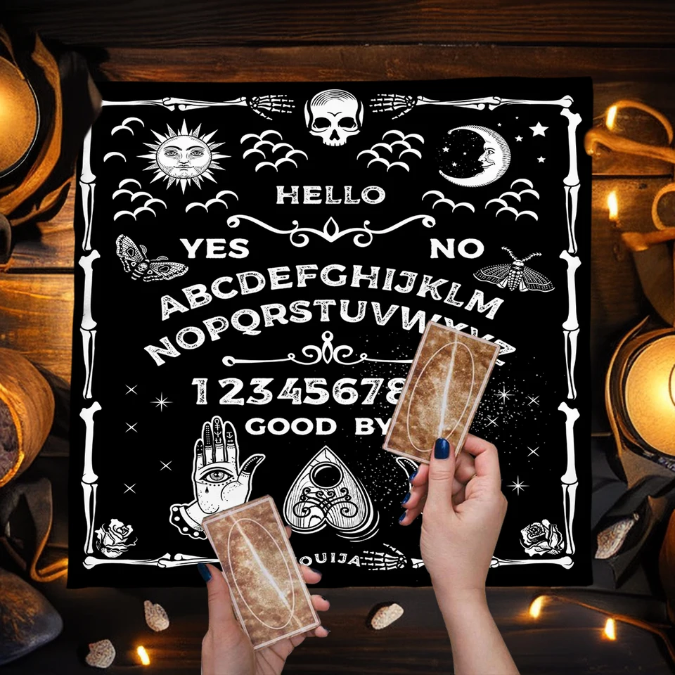 Linen Ouija Board Tischläufer – Mystische Deko, 33 X 180 Cm, Für Esoterik- & Gothic-Partys