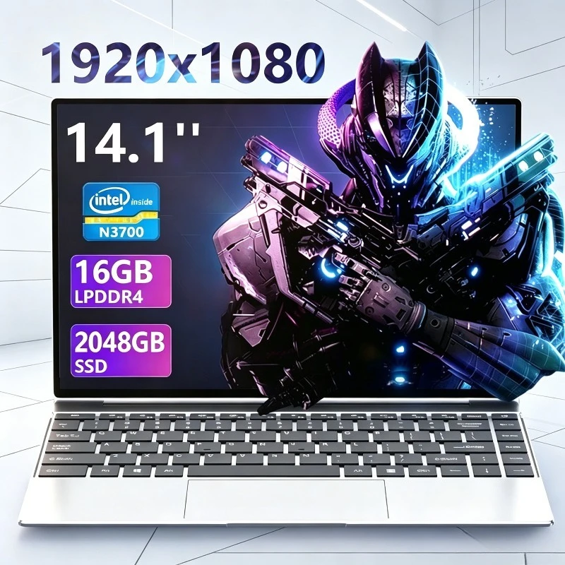 새로운 14.1인치 울트라 슬림 노트북 16GB 램 2TB SSD 윈도우 11 인텔 N3700 노트북 게이머용 1920*1080 디스플레이 사무용/학습용 컴퓨터 PC