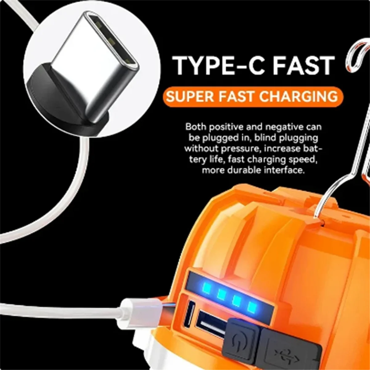 ABZV-USB Rechargeable LED Camping Lights Outdoor Camping BBQ Tents Hanging Lantern Emergency Power Bank
