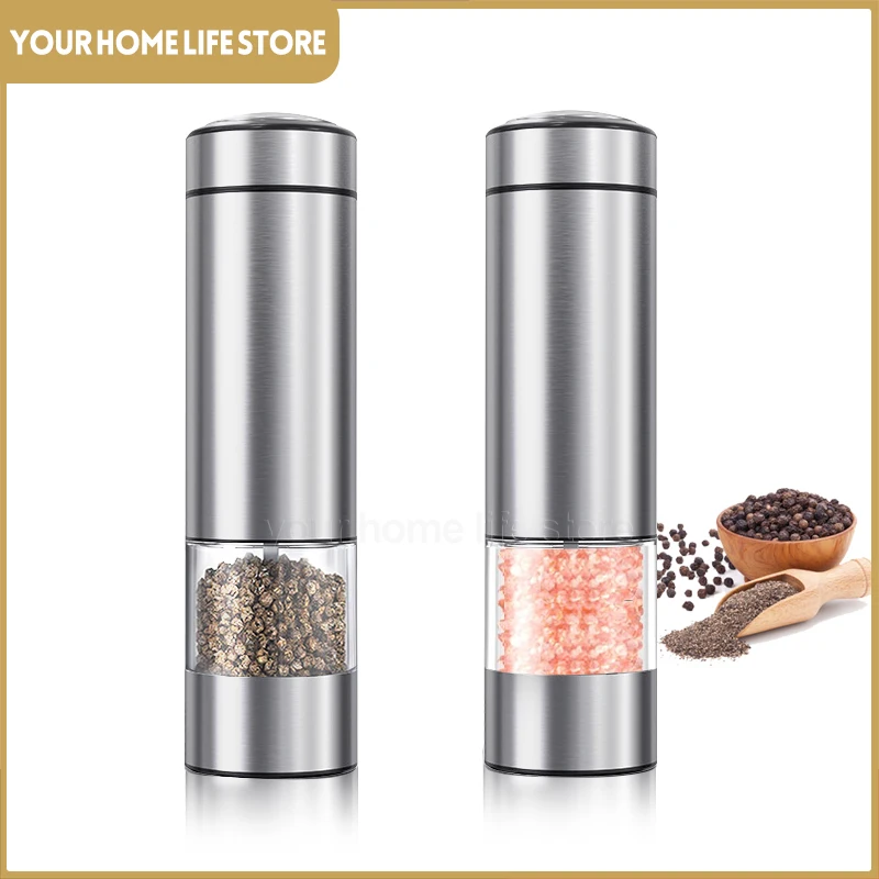 Electric Grinder Salt and Pepper Grinder Nut Spice Grinder Pepper Grinder Herb Spice Grinder Electric Salt and Pepper Grinder stainless steel Auto Salt and Pepper Mill & Adjustable Coarseness Battery Powered Kitchen tools