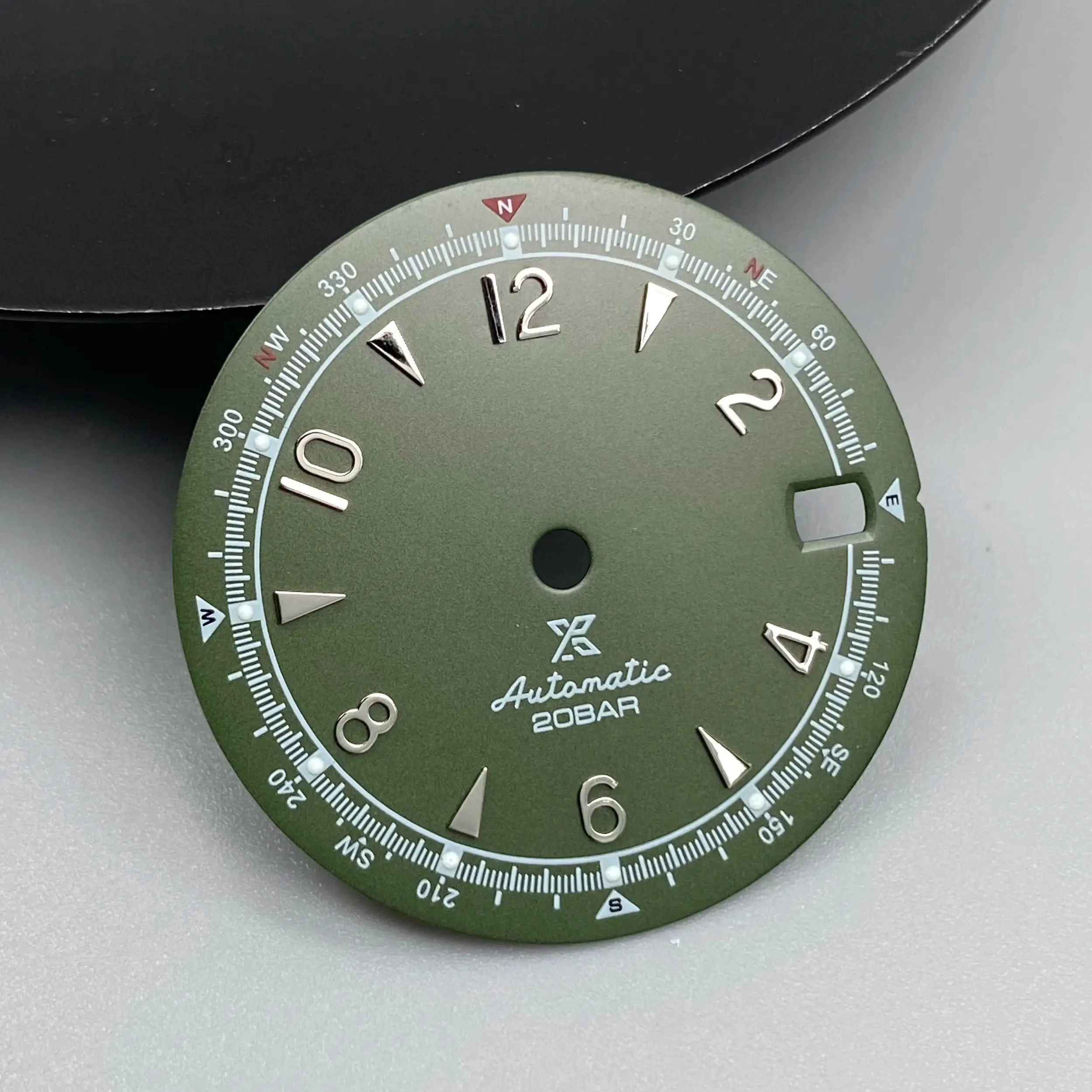 Green Luminous Single Date Dial - 28.5mm Watch Accessory with Custom Logo Option