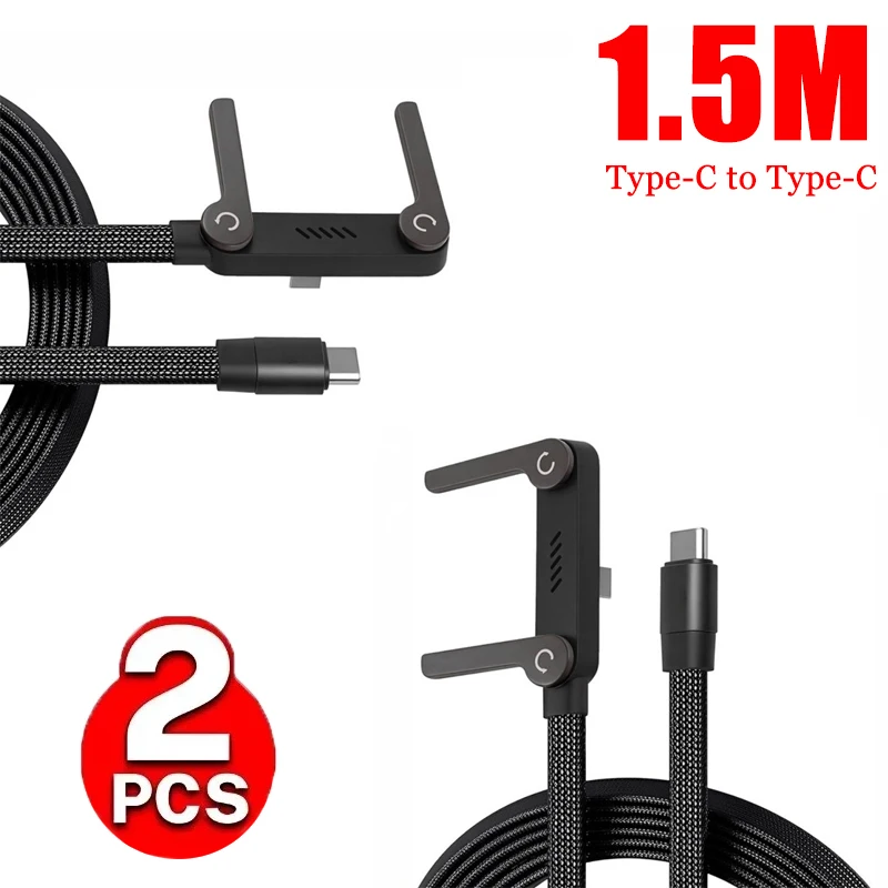 2 Cables de Datos Plegables de 240W 2 en 1 con Soporte para Teléfono, Carga Rápida, Cable Multi-Cargador USB-C Tipo-C