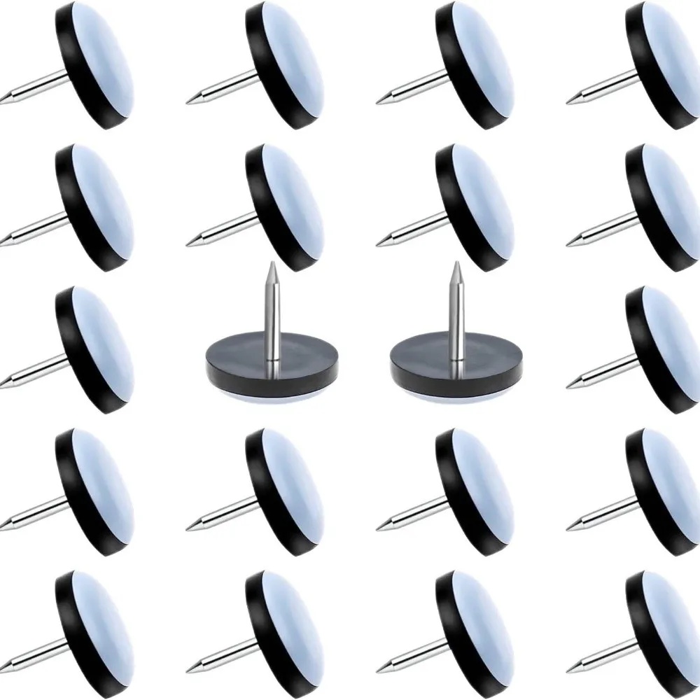 20-Pack Round Furniture Leg Floor Protectors with Nail-on Sliders - Noise-Reducing Pads