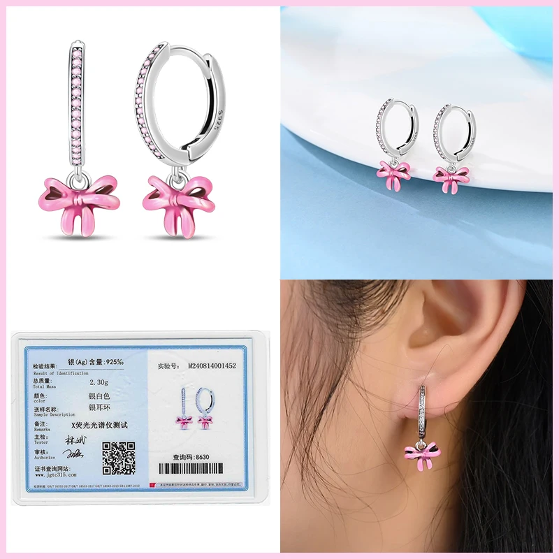 여자를위한 귀걸이 컬러 핑크 레인보우 말 곰 꿀벌 더블 후프 귀걸이 파인 약혼 기념일 쥬얼리 선물