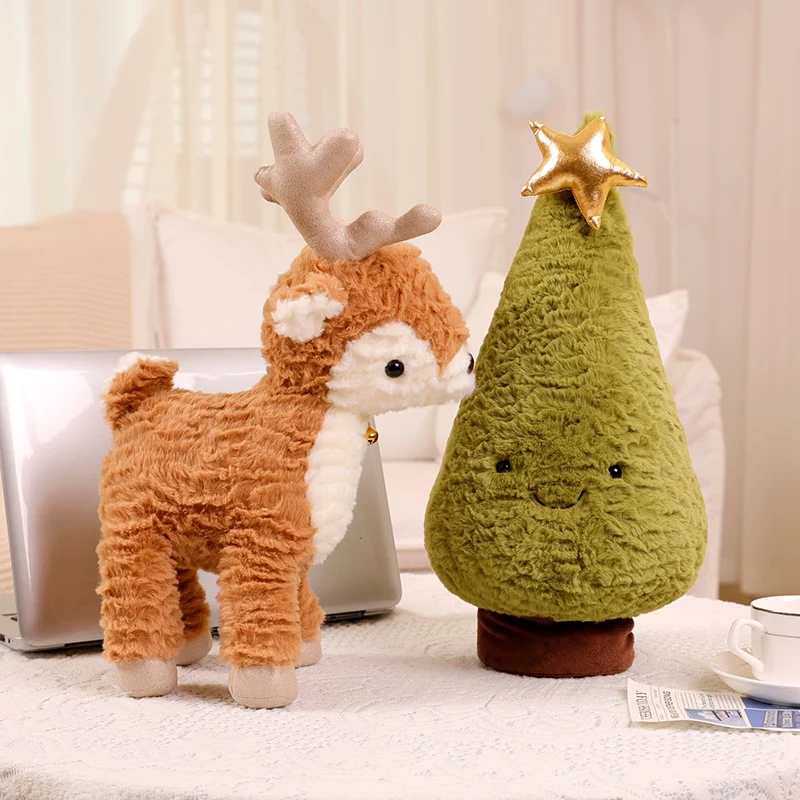 Hot Kawaii Christmas Tree & Elk Plush Dolls Stuffed Soft Plant Toys Sika Deer For Kids Family Xmas Decoration Gift футболка женская kaftan xmas family р 40 42