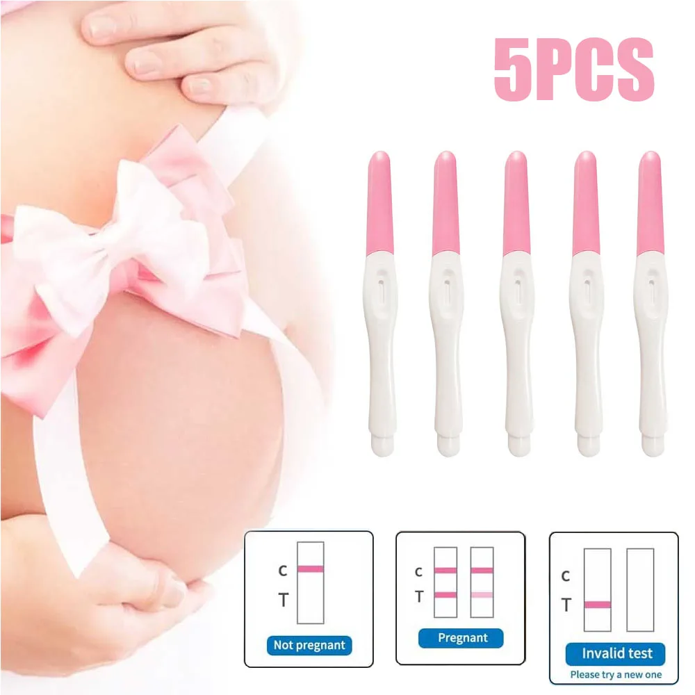 5Pcs Women Early Pregnancy HCG Test Strips Over 99% Accuracy Quick Result Urine Measuring Kits Home Self Testing Fertility Tests