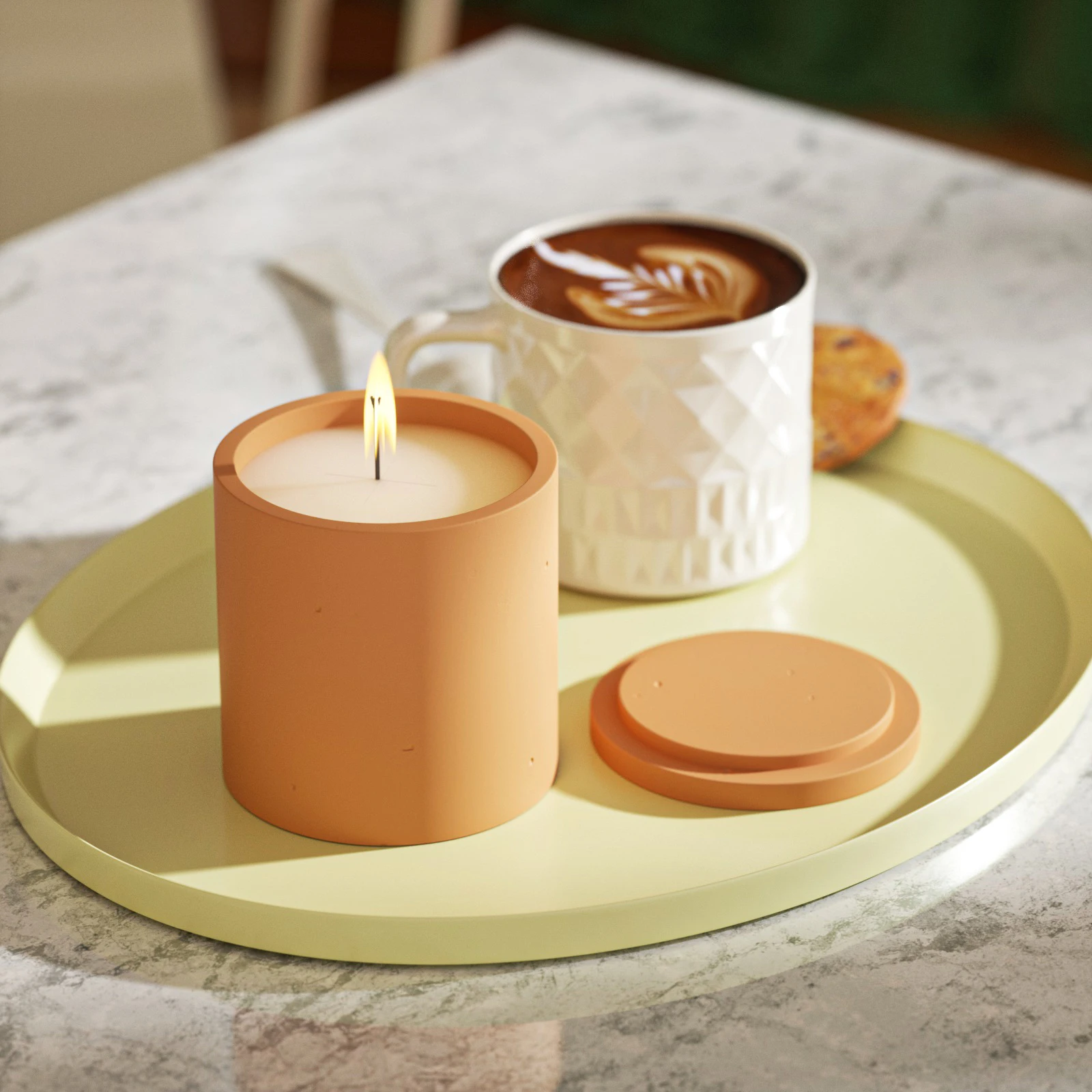 Boowan Nicole Candle Jar with Lid Concrete Silicone Mold Cylinder