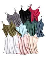 AOSSVIAO 2026 Spaghetti Strap Top Women Halter V Neck Basic White Cami Sleeveless Satin Silk Tank Tops Women'S Summer Camisole - Image 3