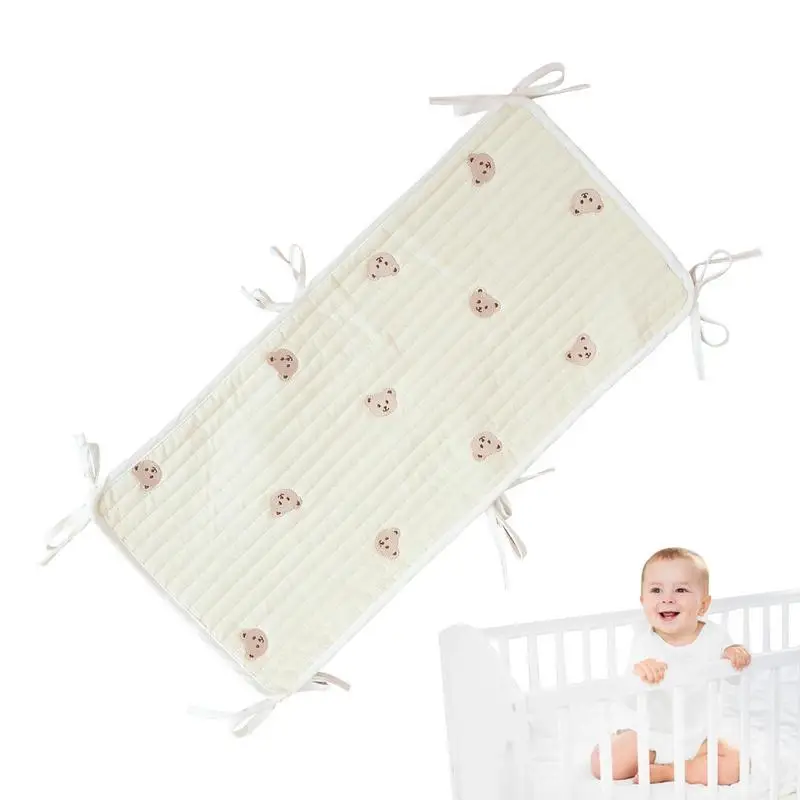 Crib Bumper Pad Crib Protector Bumper Bear Double Crepe With Good Air Permeability For Inside Kids Cribs Bumper Pads