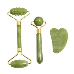 Natural Jade Stone Facial and Body Massage Tool Set - Revitalizing Spa Experience (3Pcs Set)