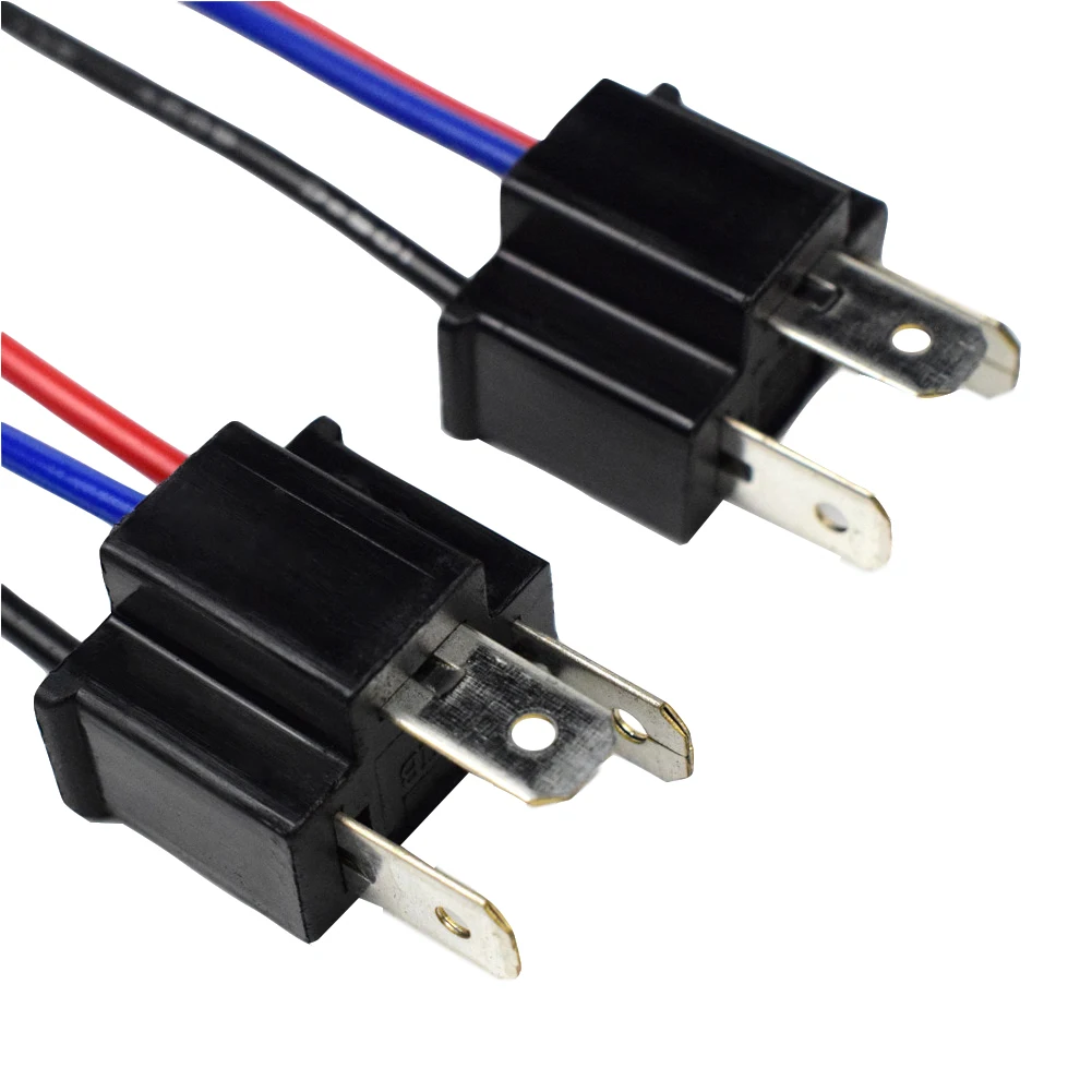 1 Pair 9003 H4 Bulb Headlamp Connector Head/Mother Head ABS+Copper Wire Socket Headlight Fog Lamp Male Adapter Connector Pig