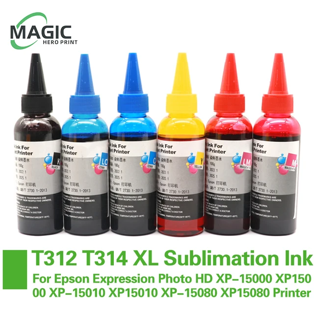 100ML/Set Sublimation Ink For Epson Expression Photo HD XP-15000 XP15000 XP-15010 XP15010 XP-15080 XP15080 Printer T312 T314 XL 1