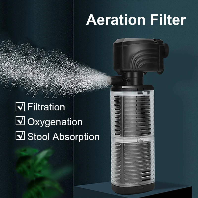 

3 in 1 Aquarium Filter Water Pump Air Oxygen Increase Wave Maker Built-in Circulation Filtration Air Pump for Fish Tank