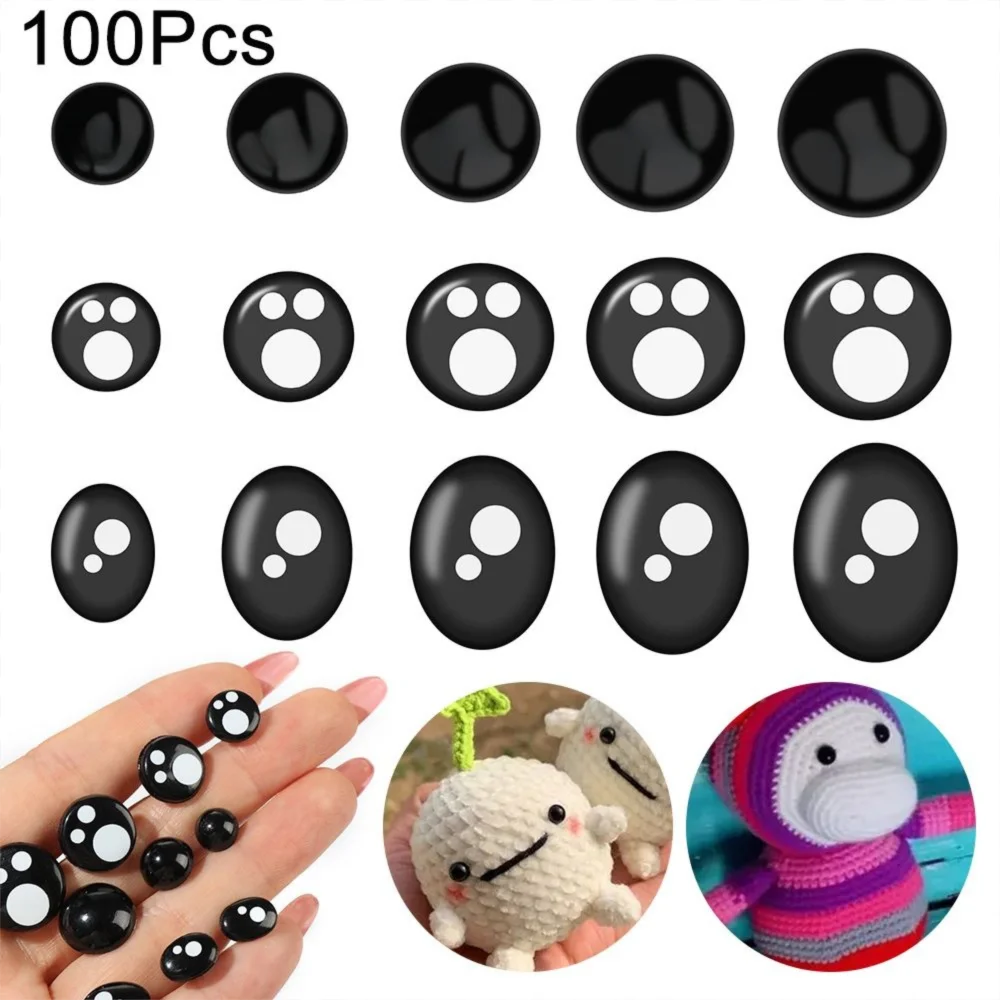 100 Stück 8/12/14 mm Kawaii Puppenaugen Cartoon Sicherheitsaugen Nase Spielzeug Teddybär Stofftiere DIY Snap Tierpuppe Puppenzubehör – Detail 2