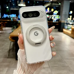 MagSafe Matte Rotating Bracket Case with Transparent Shockproof Cover and Holder Stand - Google Pixel 8 Pro (Clear)