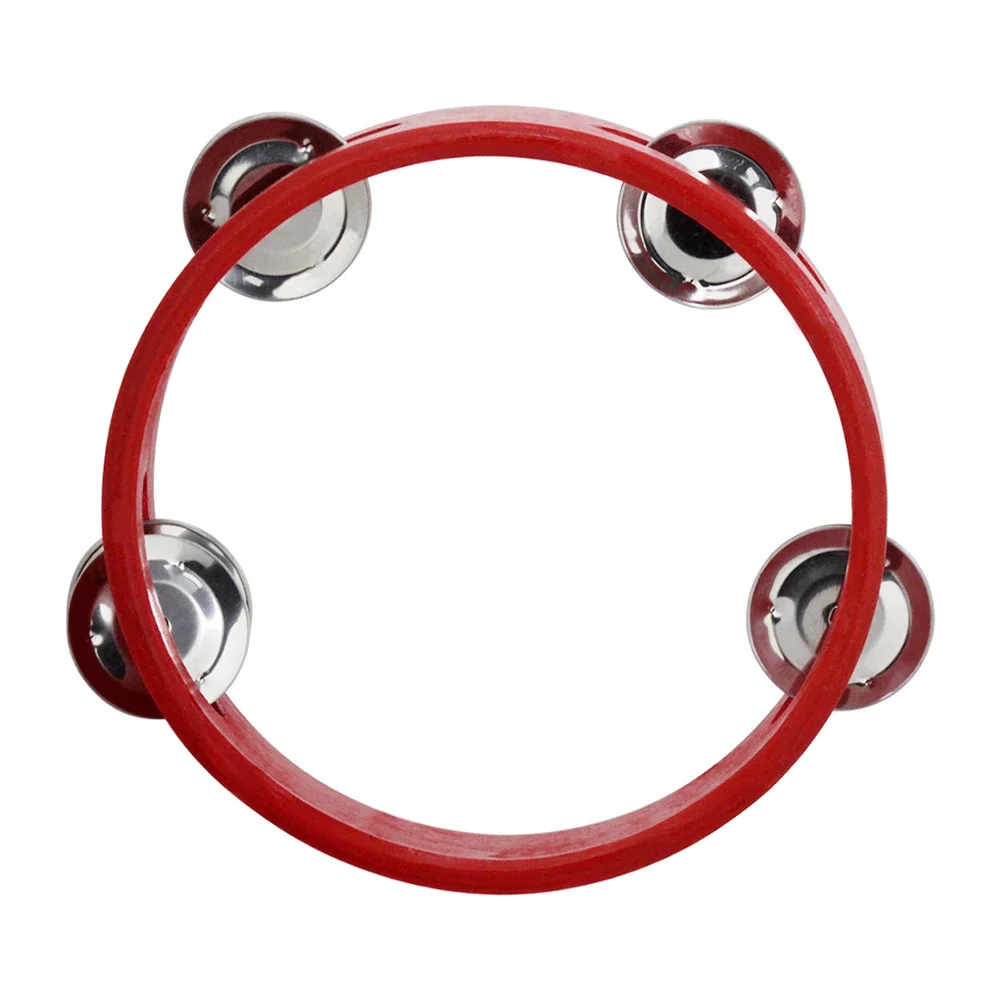 6 Inch Red Hand Ringing Bell Percussion Instrument Wooden Tambourine Kids Educational Jingles Hand Drum Bell