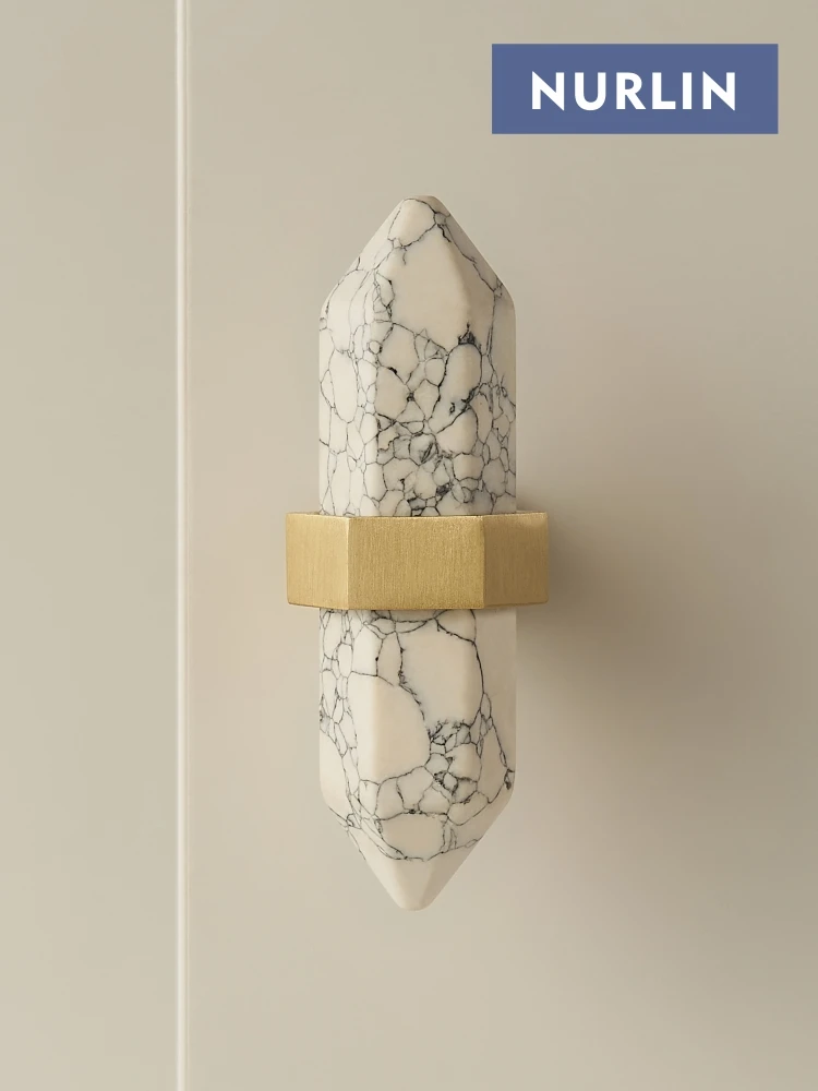 Nurlin-brass Marble T-bar Knob Mobiliário Decorativo Porta de Roupeiro Armário Gaveta Branco Preto Rosa Azul