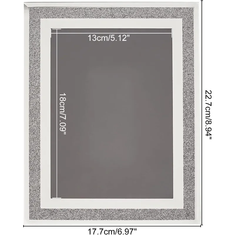 1pcs Glass Picture Frame Glitter Silver Bling Crystal Poster Frame Crushed Diamond Photo Moulding 9 Inch Wide photo frame