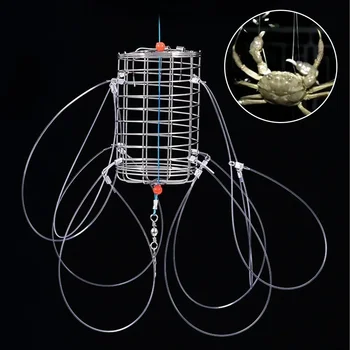 Crab Catching Tool Lure Trap Stainless Steel Bait Cage Fish Cage Feeder Fishing Tackle Suitable Crab Shrimp Crawfish Trap Cage